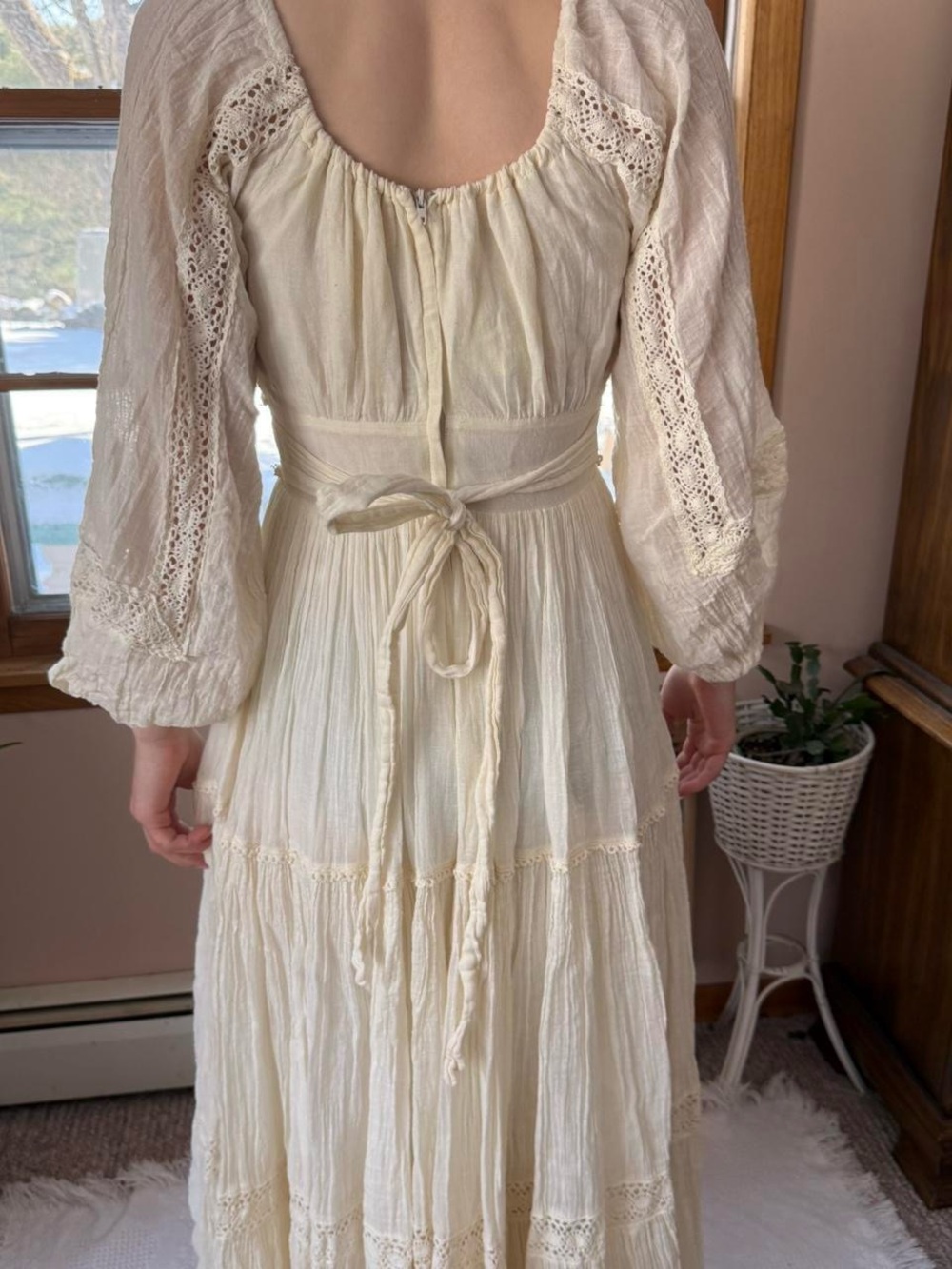 Vintage cream 70s gunne sax maxi dress bridal boho - Picture 5 of 9
